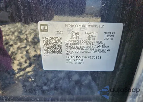 2023 Chevrolet Malibu Lt z USA, uszkodzony, nr VIN 1G1ZD5ST9PF130858